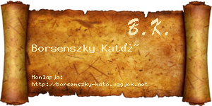 Borsenszky Kató névjegykártya